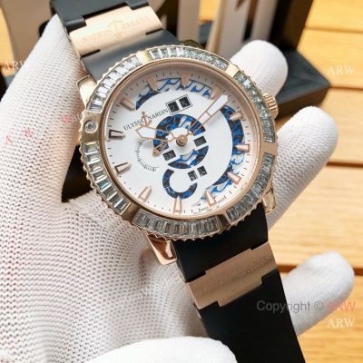 AAA Replica Ulysse Nardin Men Watches SS White Face Diamond Bezel